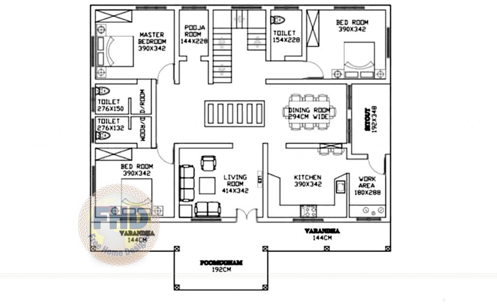 Kerala Style 3 Bed Single Floor Free