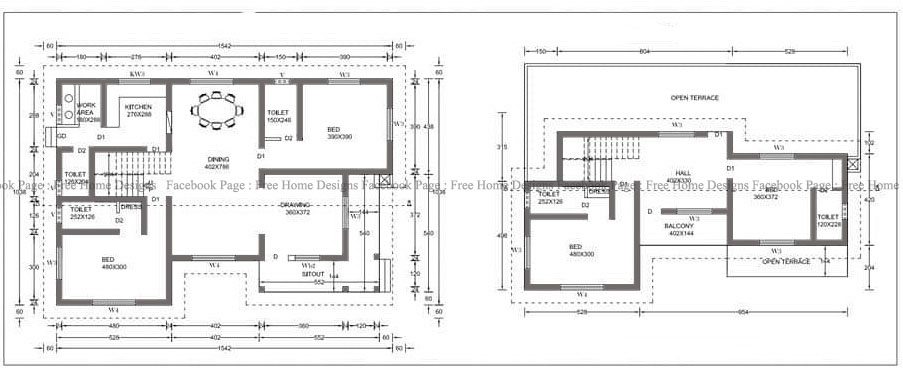 Cute double floor house design free plan – Kerala Home Design